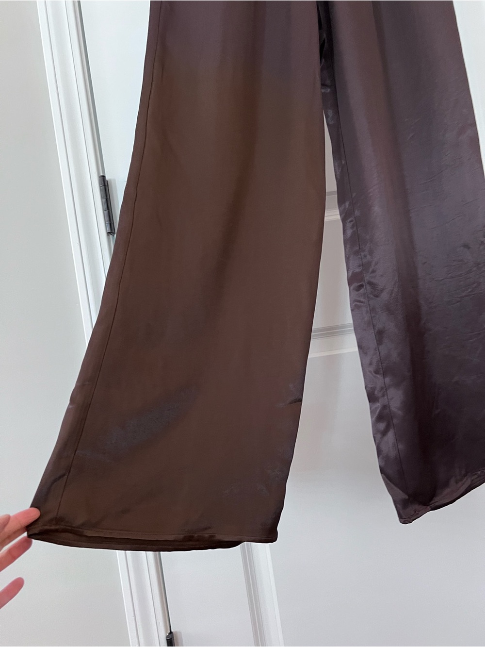NWT ASOS Satin Wide Leg Pull On Pants Chocolate Brown Size XS - Picture 8 of 10